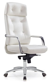 Кресло руководителя _DAO белый кожа крестов. алюминий