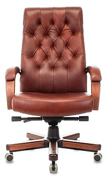 Кресло руководителя T-9928WALNUT светло-коричневый Leather EiCHel кожа крестов. металл/дерево