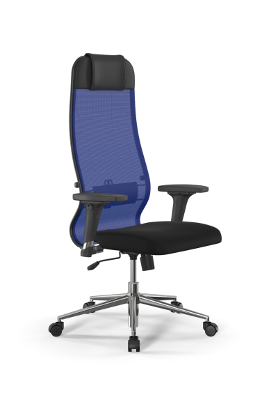 Кресло для руководителя Метта Sit 10 B1-111D - X2+UMF(X1) /Ub00/Wh00/D02P(M09.B23.G18.W01) (Синий | Черный)