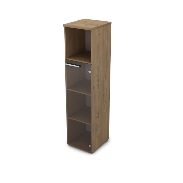 9П.004.5 Пенал со стеклом и нишей (400x450x1645) (Teakwood)