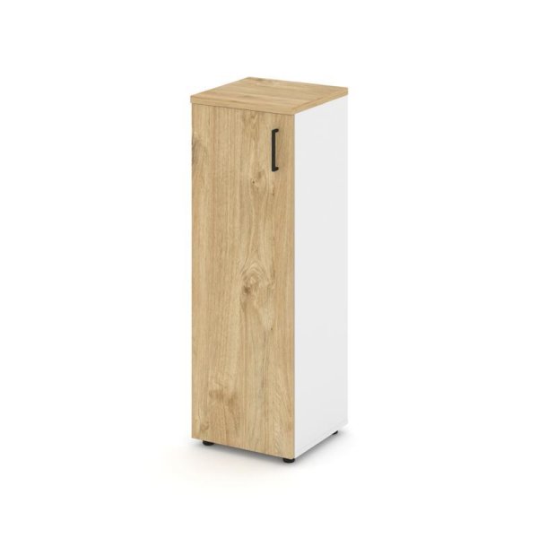 Шкаф средний узкий SN.STU.E-204(L) (400х400х1203) (Белый/Тиквуд Светлый)