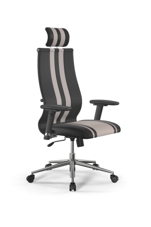 Кресло для руководителя Метта Sit 10 B2-187D - Extra /Kb40/Wh40/D03P/H3mL-G-2D(M09.B23.G18.W01) (Черный | Светло-бежевый)