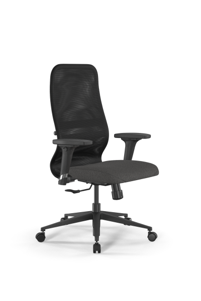 Кресло для руководителя Метта SynchroSit 8 B2-9D - X2+Bahama /Uh00/Wh12/D02P(M20.B11.G19.W02) (Темно-серый | Черный)