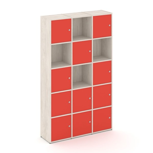 Стеллаж Locker Plus LK.K-009 1188x350x1983 (Денвер Светлый | Красный)