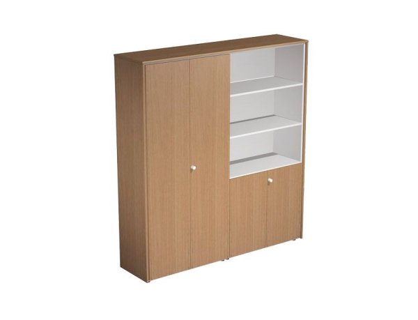 Шкаф комбинированный для документов Profiquadro КВ 357 БВ 1830x450x1990 (Белый премиум / Вишня скандинавская)
