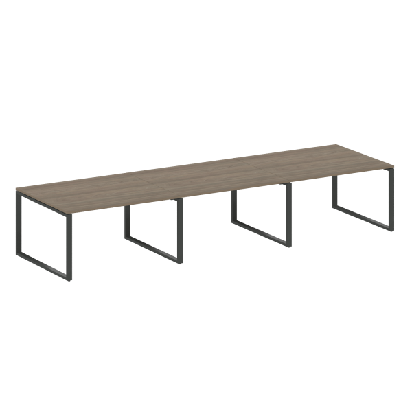 Переговорный стол 3 столешницы Metal System Style БО.ПРГ-3.3 4200x1235x750 (Вяз/Антрацит металл)